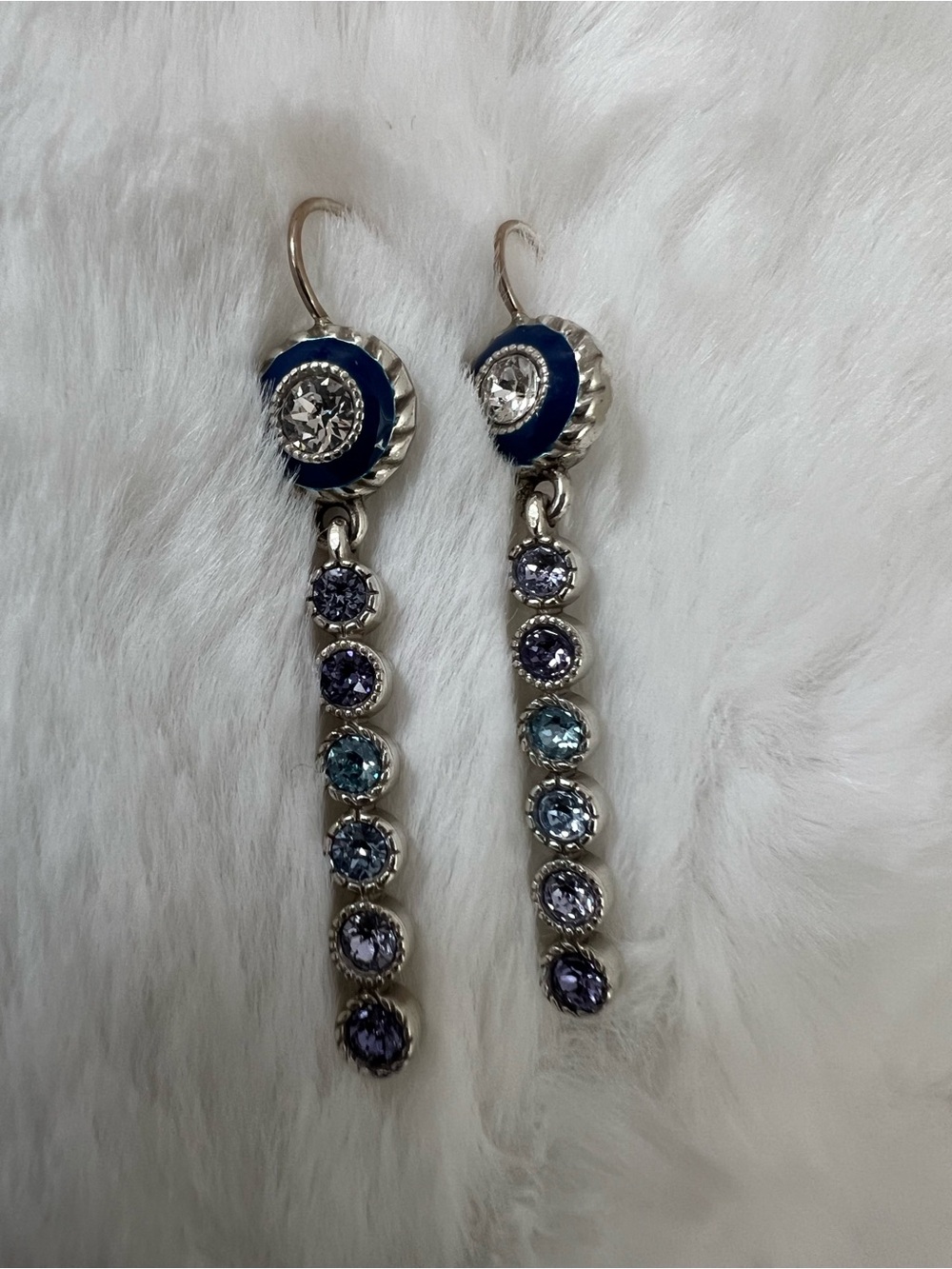 Brighton Blue Crystal Drop Dangle Earrings - Women Jewelry